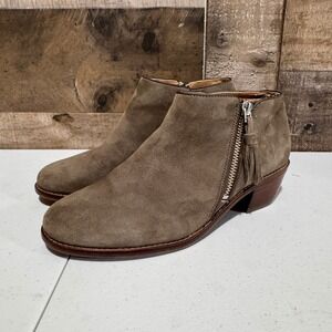 Vionic Ankle Boots Womens 6 Brown Serena Heeled Suede Tassel Side Zip Boho